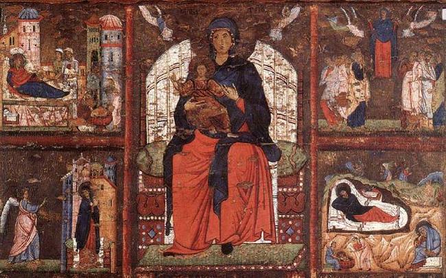 unknow artist Virgin and Child Enthroned with Scenes from the Life of the Virgin china oil painting image